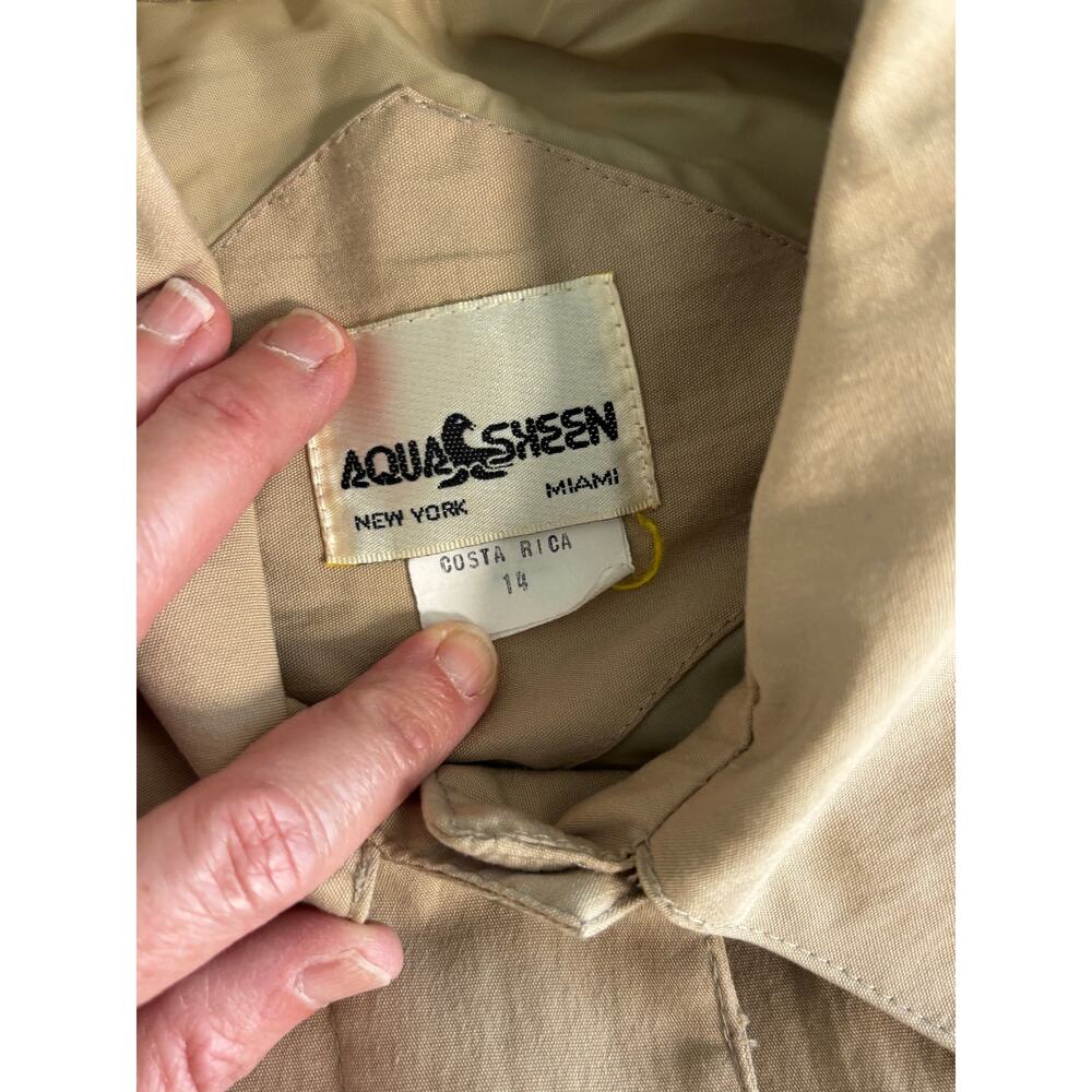 Vintage Women's Trench Coat Aqua Sheen Size 14 - Picture 6 of 8